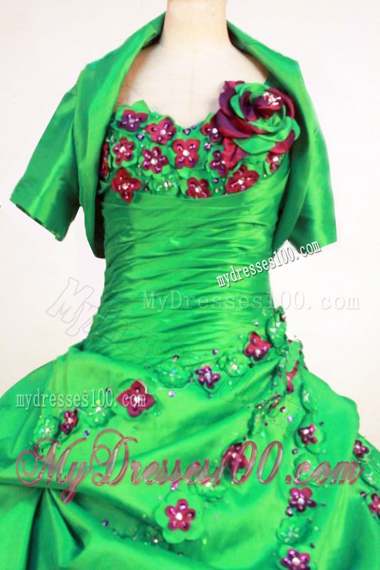 Ruching Single Shoulder Handle Flowers and Tiers Sweet 15 Dresses